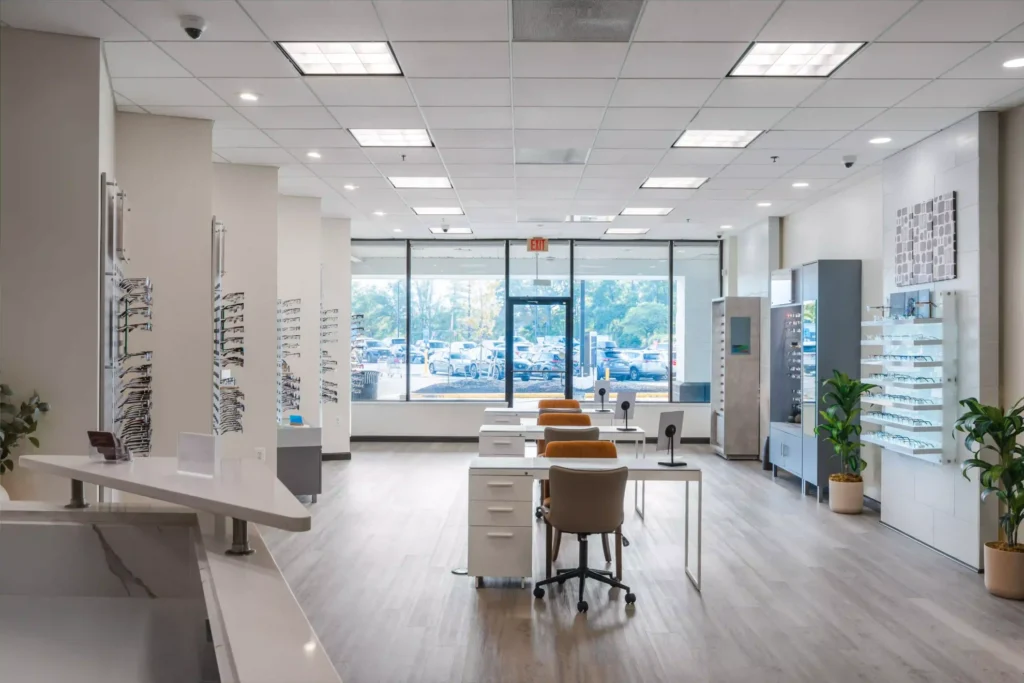 Solaire Vision Herndon optical with natural light from the storefront
