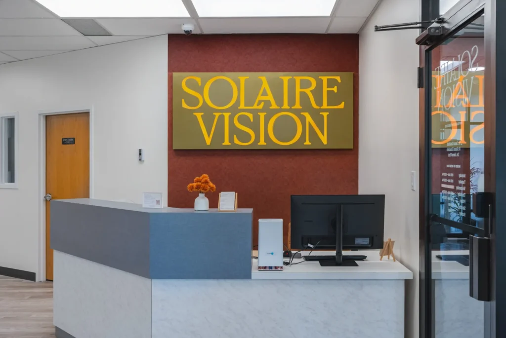 Reception desk at Solaire Vision in Oakton, Virginia